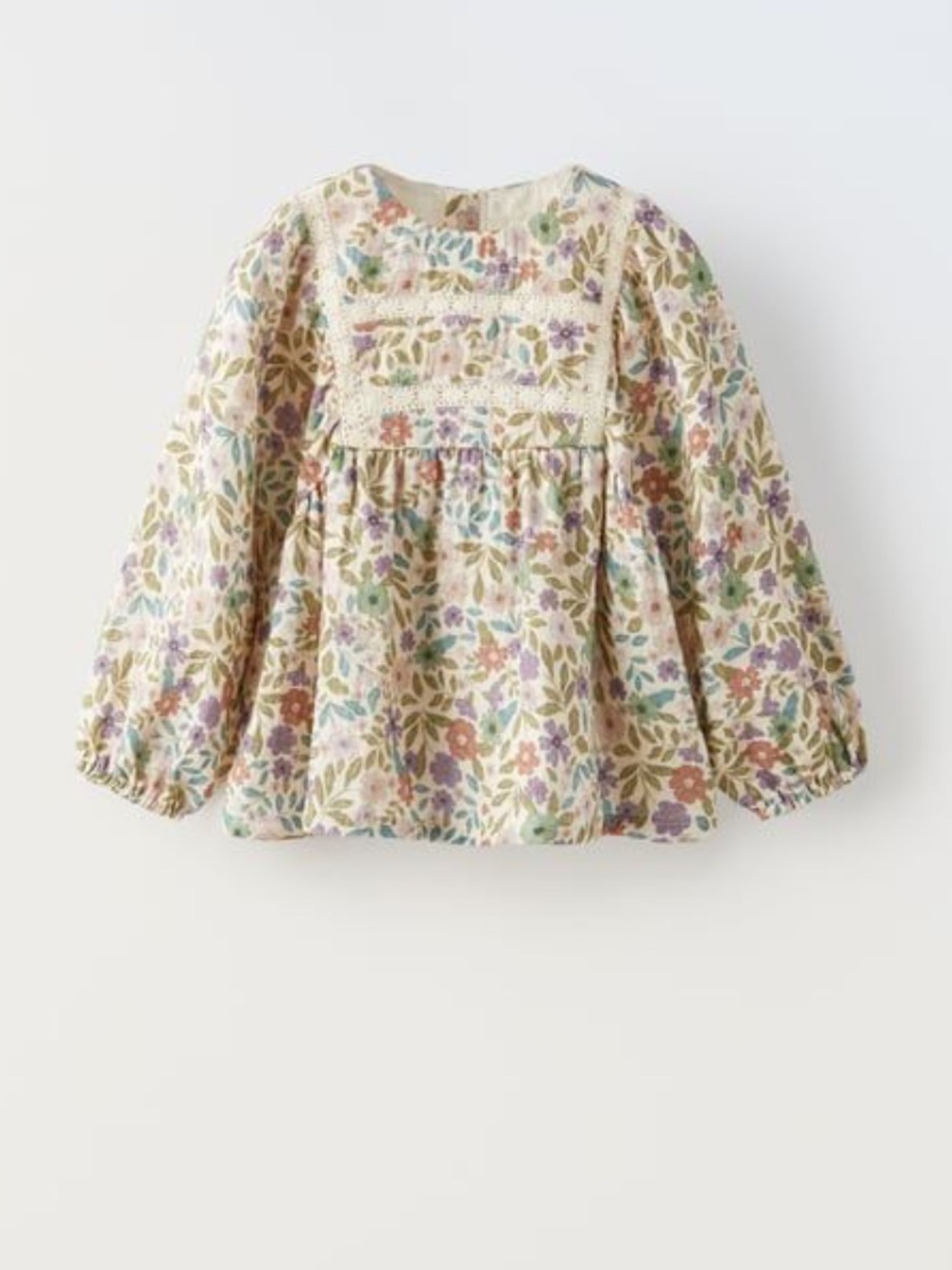 Zara baby girls blouse floral with lace trim